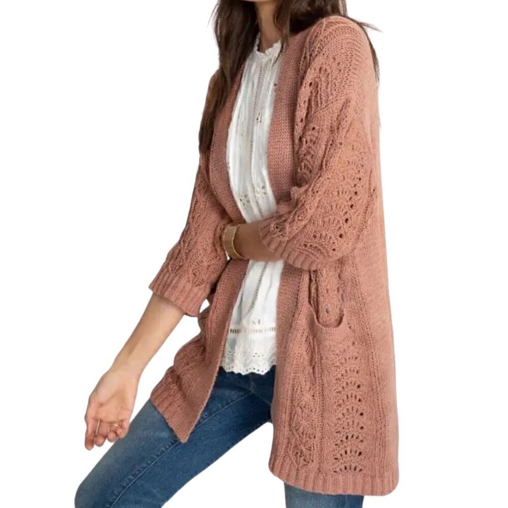 NWT Johnny Was Calme Inspiration Cardigan Sweater, Size M, Color tan/orange